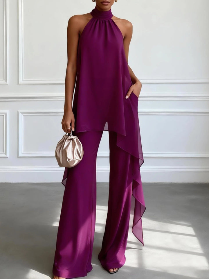 Violett | Elegantes Halter-Set mit Hose