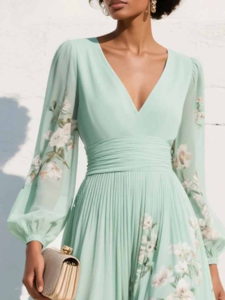 Cisella | Florales Midikleid in Mintgrün