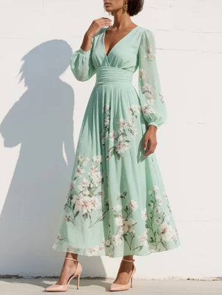 Cisella | Florales Midikleid in Mintgrün