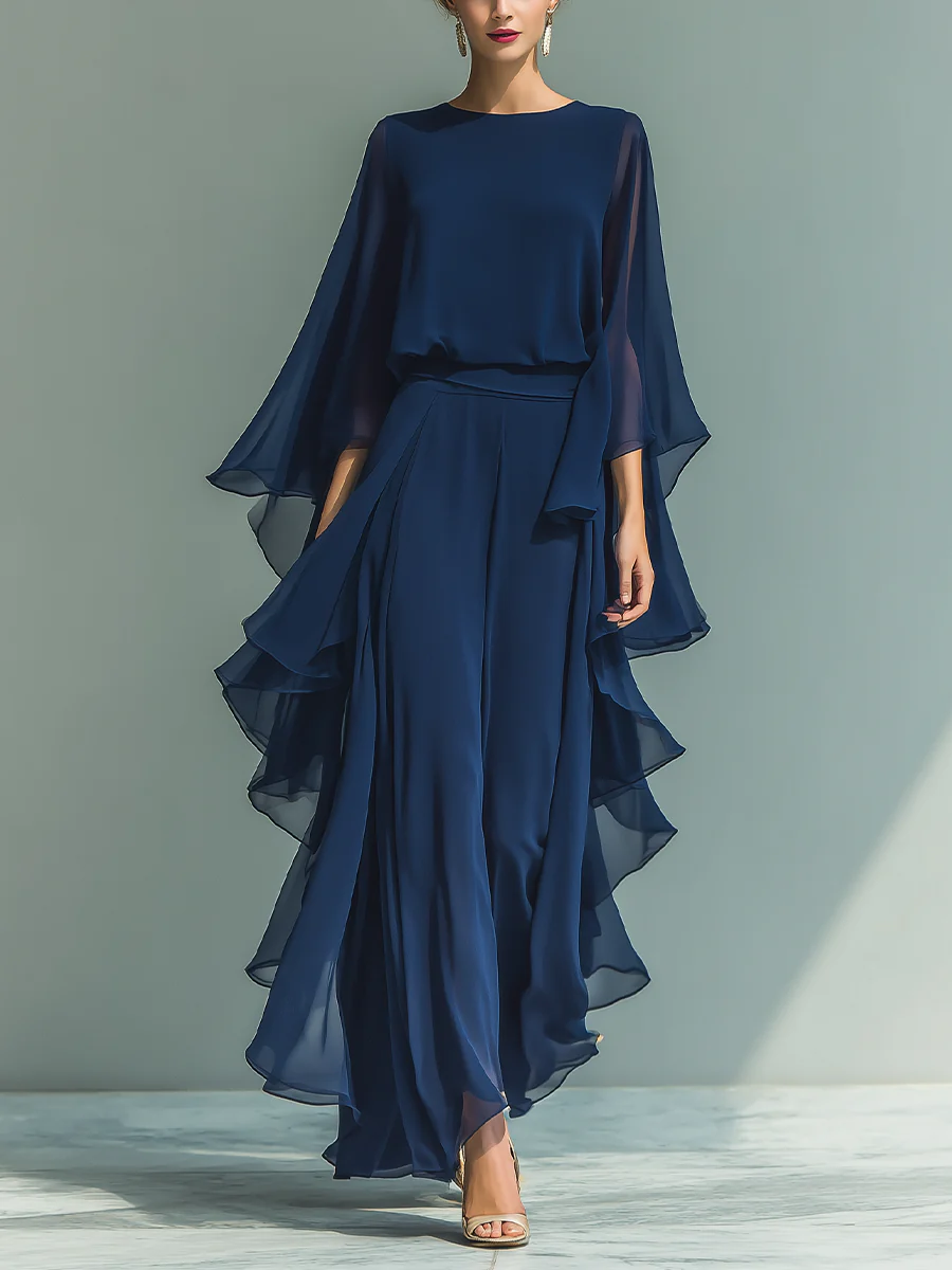 Aurora | Elegantes Chiffon-Kleid mit Rüschen