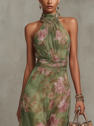 Livie | Maxikleid mit floralem Halter