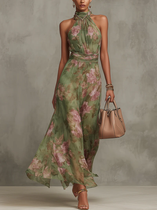 Livie | Maxikleid mit floralem Halter