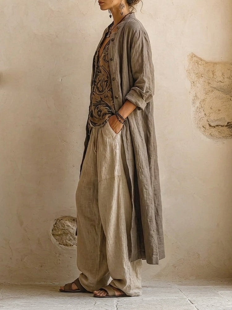 Ensemble Patricia — drei Teile aus Baumwolle und Leinen