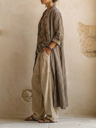 Ensemble Patricia — drei Teile aus Baumwolle und Leinen