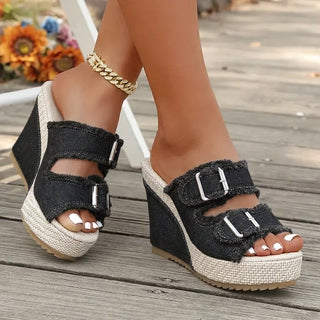 Atelier | Keilsandalen mit Fransenkante