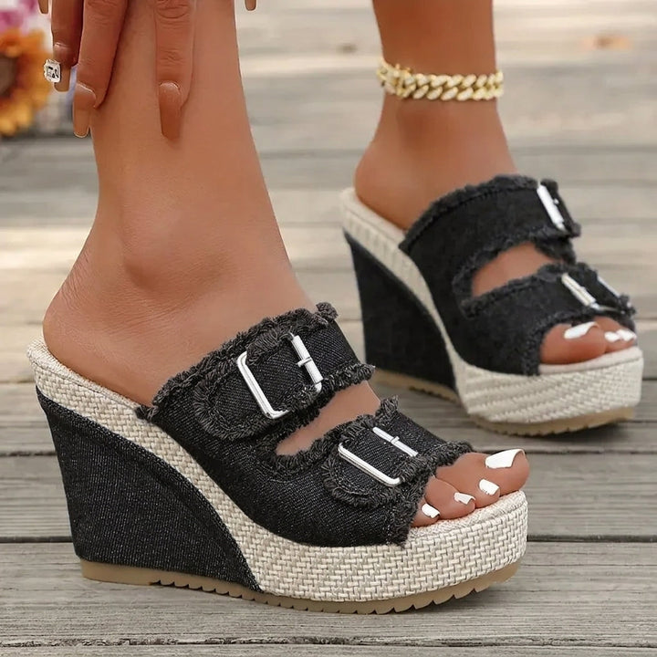 Atelier | Keilsandalen mit Fransenkante