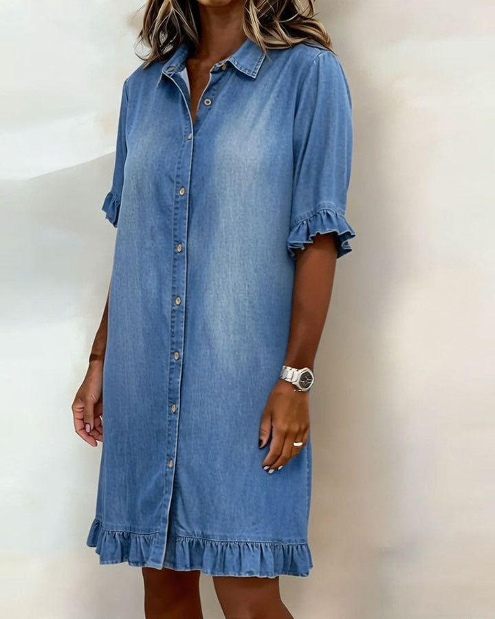 Belinda | Bequemes Jeanskleid mit schmeichelnder Raffung