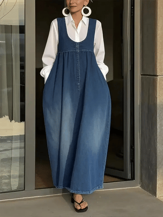 Veronica | Lockeres Jeans-Westenkleid
