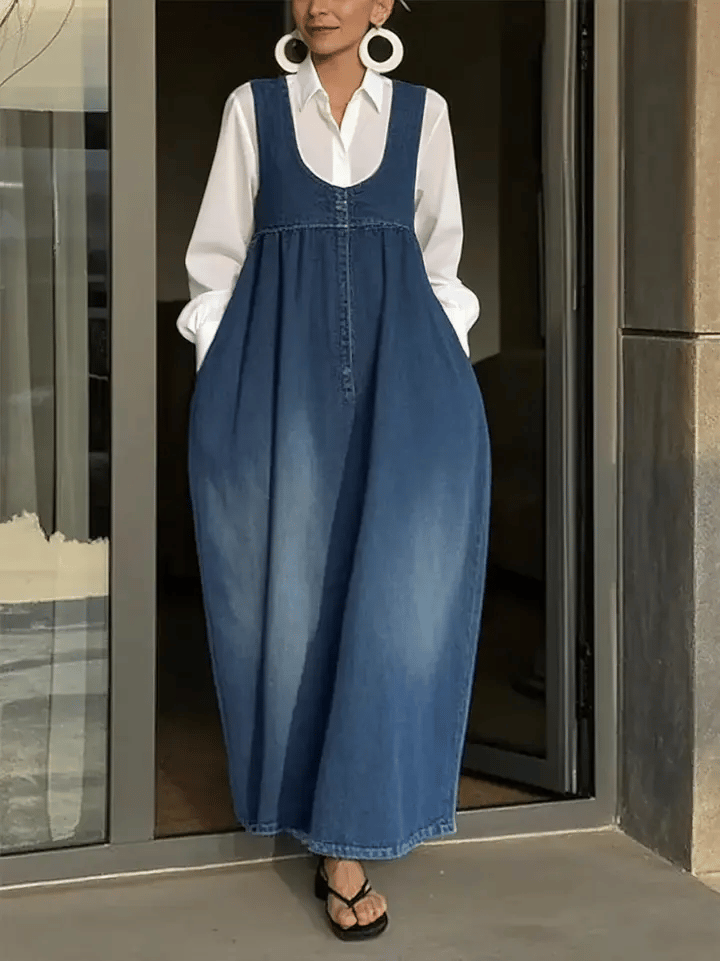 Veronica | Lockeres Jeans-Westenkleid