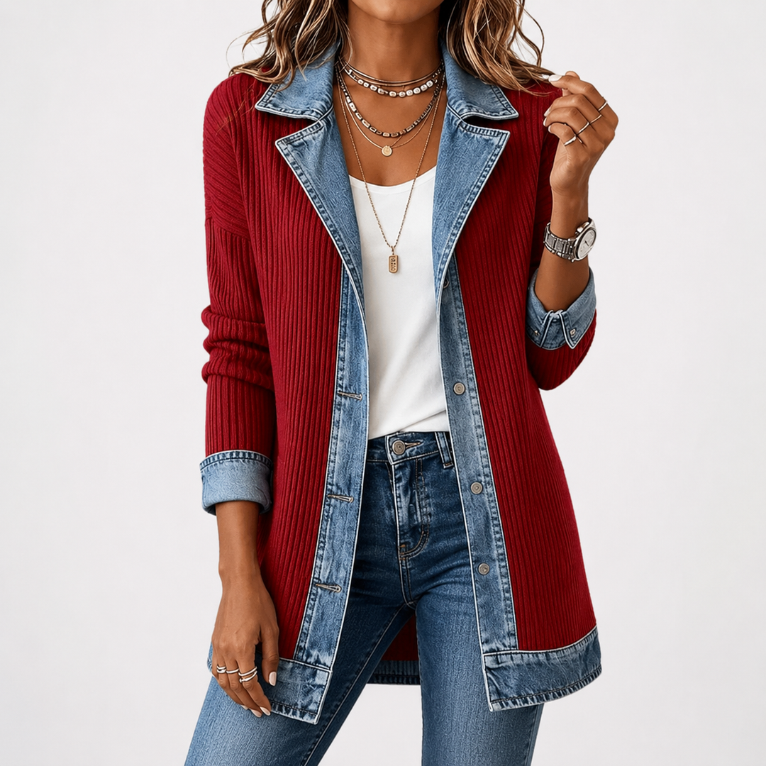 Emilia | Jeansjacke im Materialmix