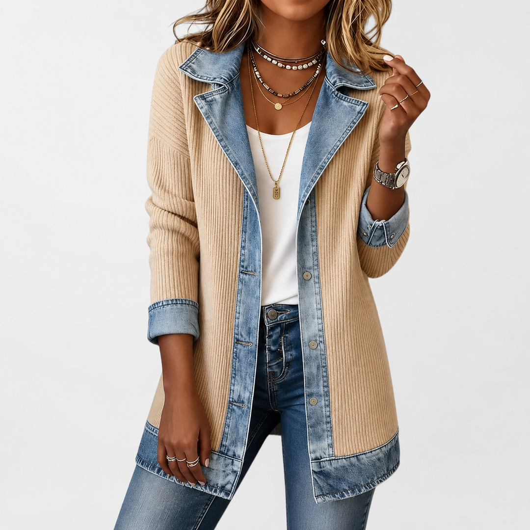 Emilia | Jeansjacke im Materialmix