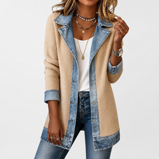 Emilia | Jeansjacke im Materialmix