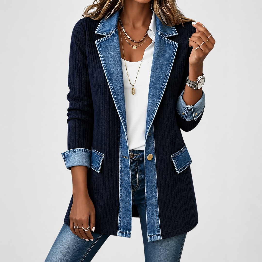 Emilia | Jeansjacke im Materialmix