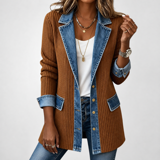 Emilia | Jeansjacke im Materialmix