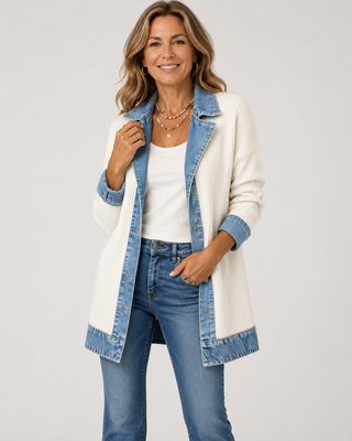 Emilia | Jeansjacke im Materialmix