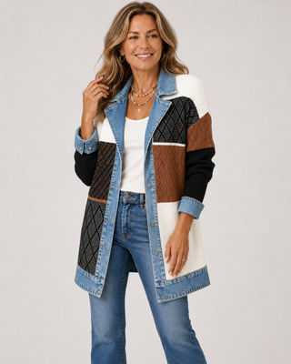 Emilia | Jeansjacke im Materialmix