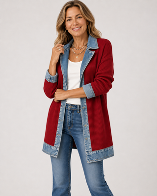 Emilia | Jeansjacke im Materialmix