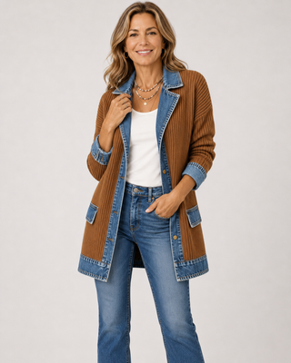 Emilia | Jeansjacke im Materialmix