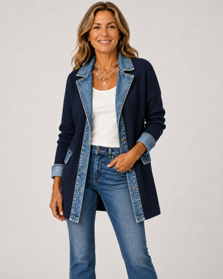 Emilia | Jeansjacke im Materialmix