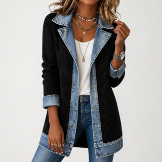 Emilia | Jeansjacke im Materialmix