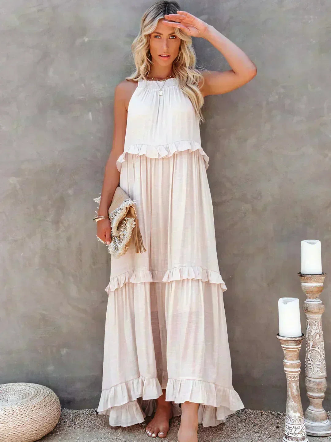 Lou | Elegantes ärmelloses Kleid mit Rüschen