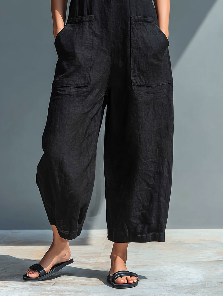 Liva | Ärmelloser Leinen-Jumpsuit
