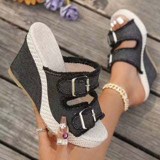 Atelier | Keilsandalen mit Fransenkante