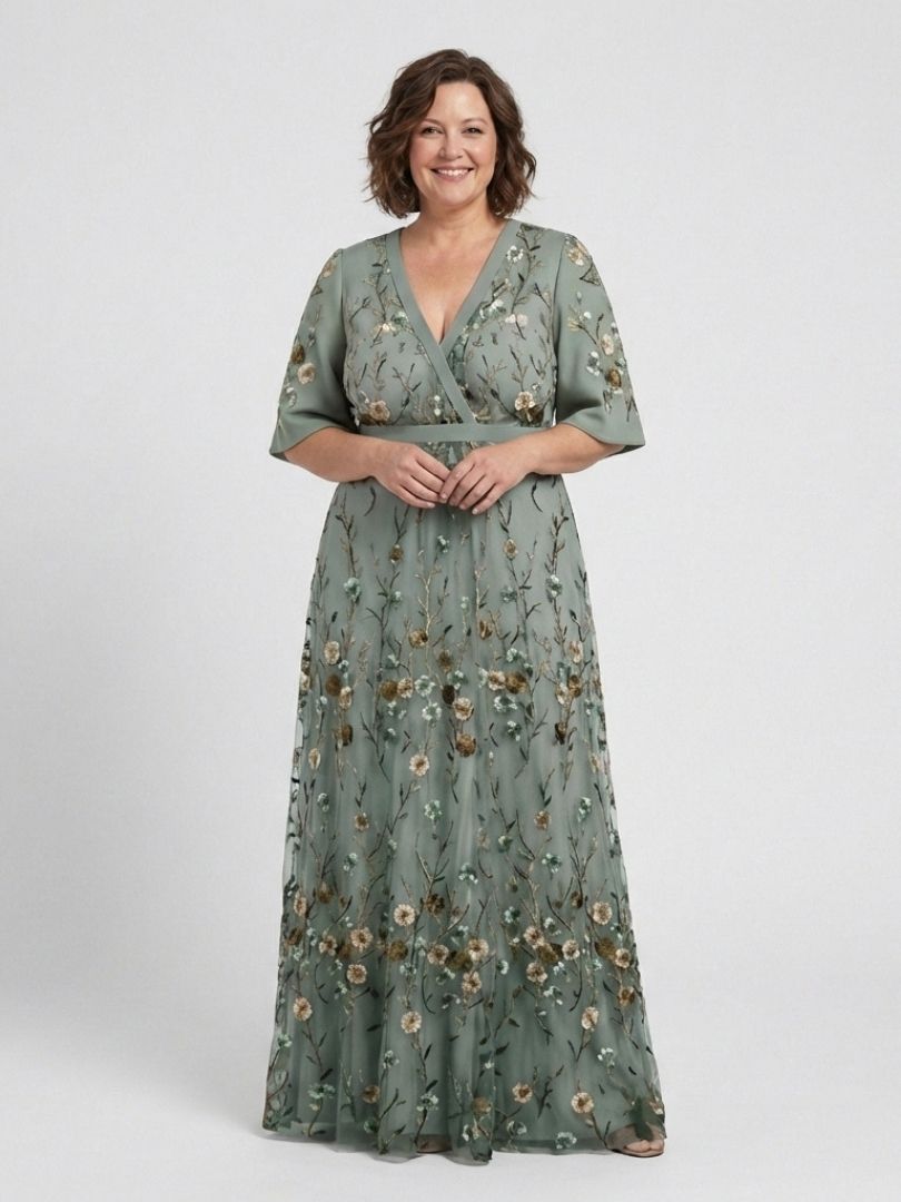 Élodie | Langes Blumenkleid mit V-Ausschnitt