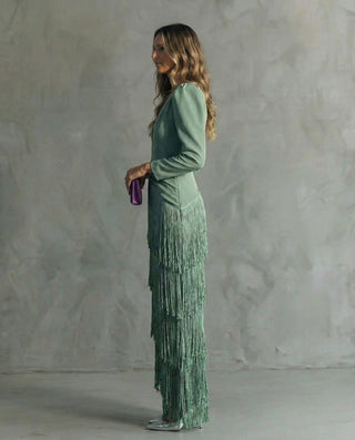 Chiara | Elegantes Kleid mit Fransenärmeln