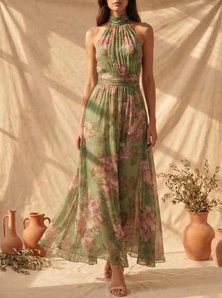 Livia | Florales Maxikleid mit Neckholder