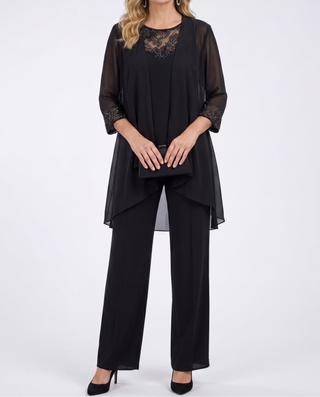 Anouk – Fließendes Jacken- und Weitbein-Hosen-Set