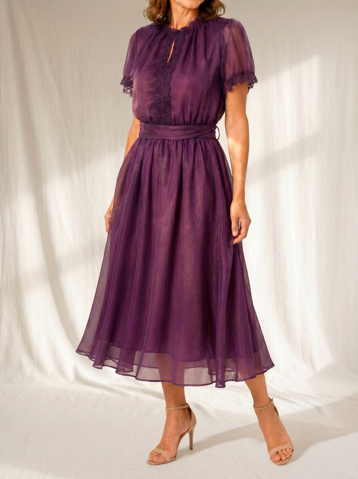 Flavia | Maxikleid aus Chiffon mit Spitze