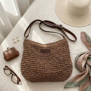Dina – Elegante Geflochtene Tasche – Dunkelbraun