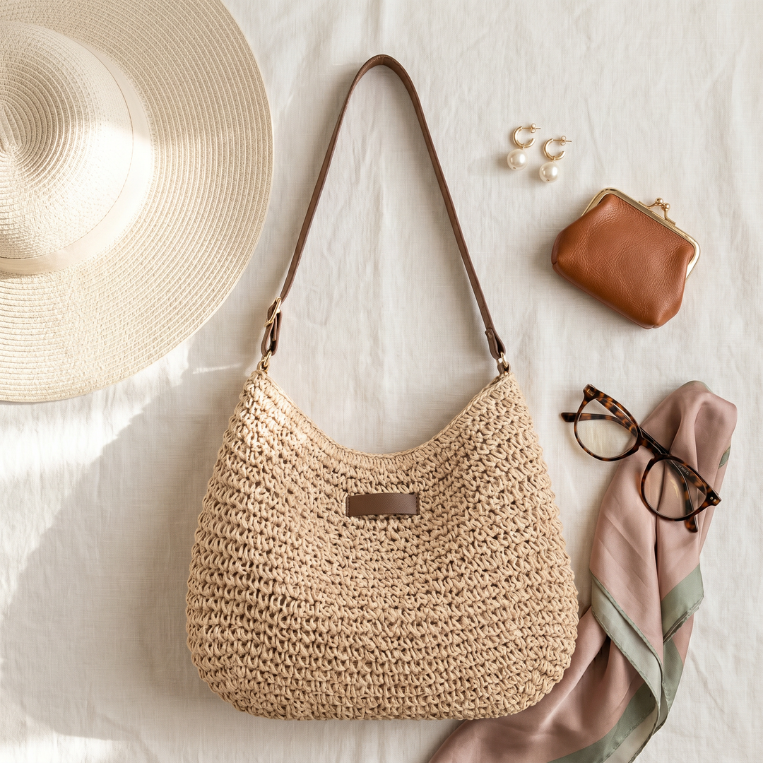 Simona – Elegante Geflochtene Tasche – Beige