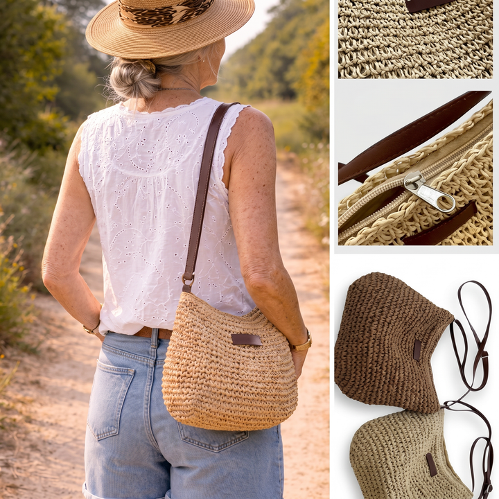 Cinzia – Elegante Geflochtene Tasche – Sand