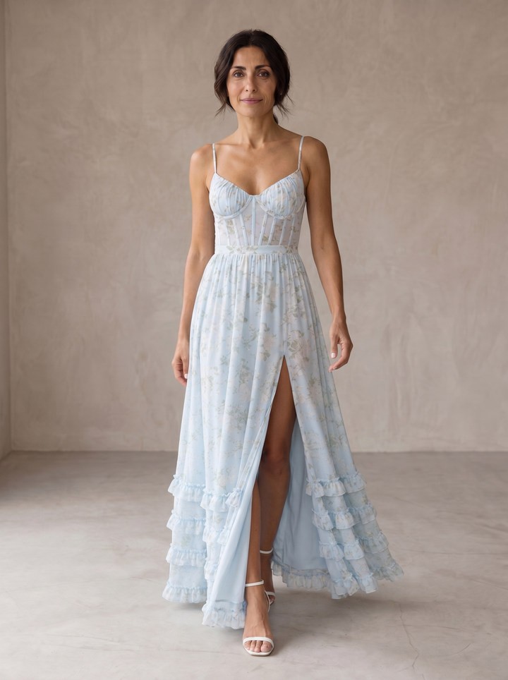 Violetta | Fließendes Maxikleid mit Volants