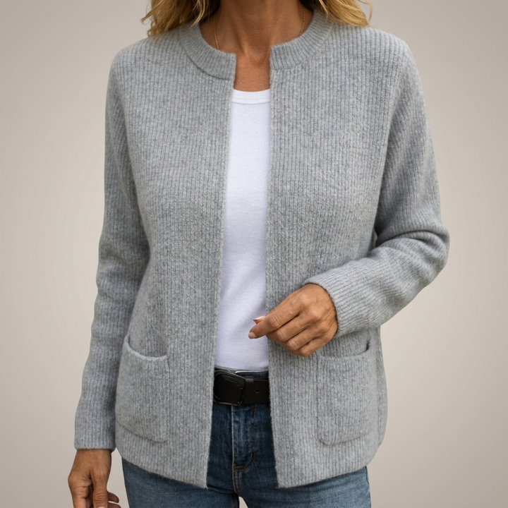 Colette | Warme Strickjacke mit Reißverschluss und Taschen