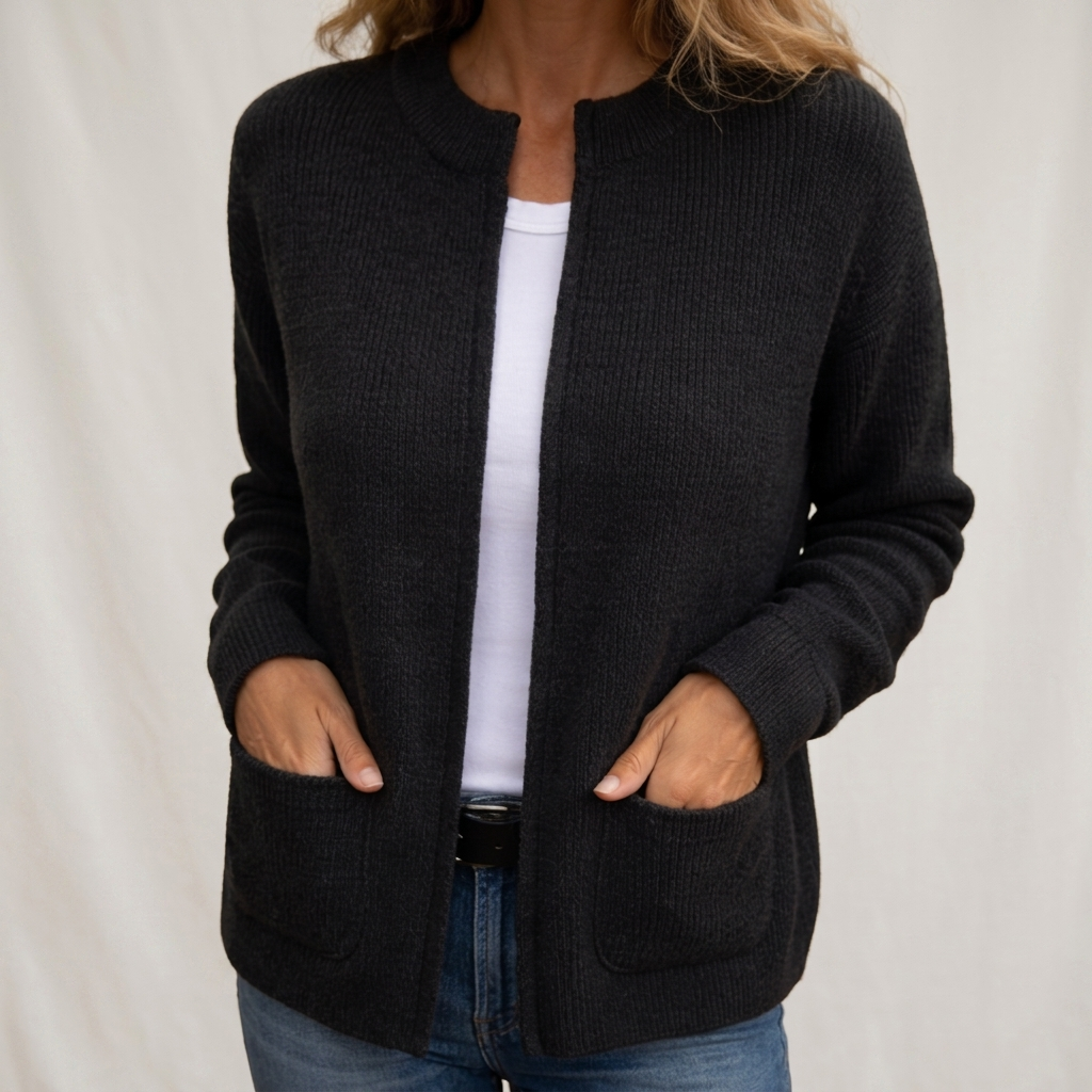 Colette | Warme Strickjacke mit Reißverschluss und Taschen