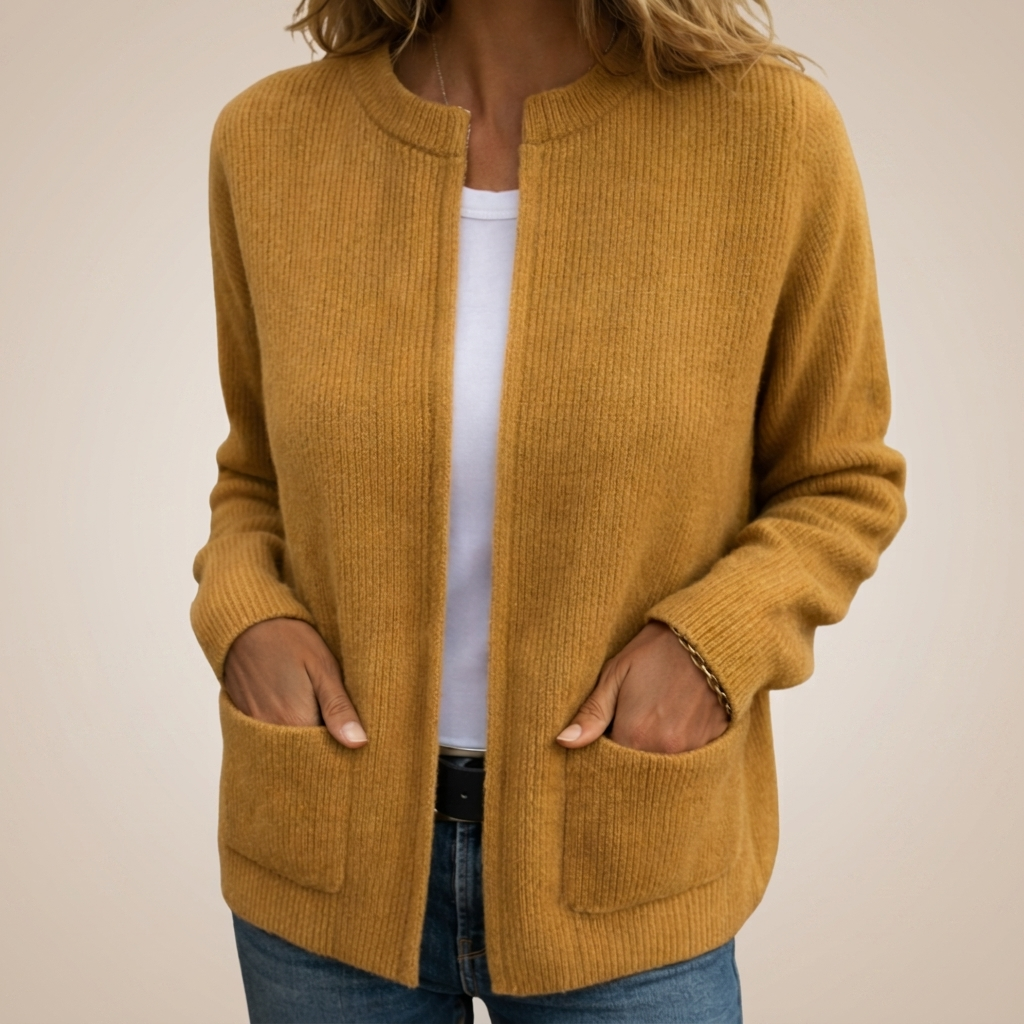 Colette | Warme Strickjacke mit Reißverschluss und Taschen