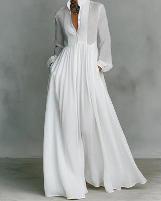 Celina – Maxikleid mit Knöpfen und Fließender Linie