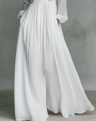 Celina – Maxikleid mit Knöpfen und Fließender Linie