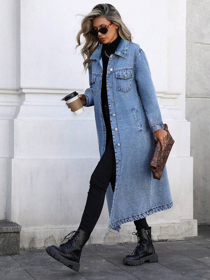 Maya | Stylische lange Jeansjacke