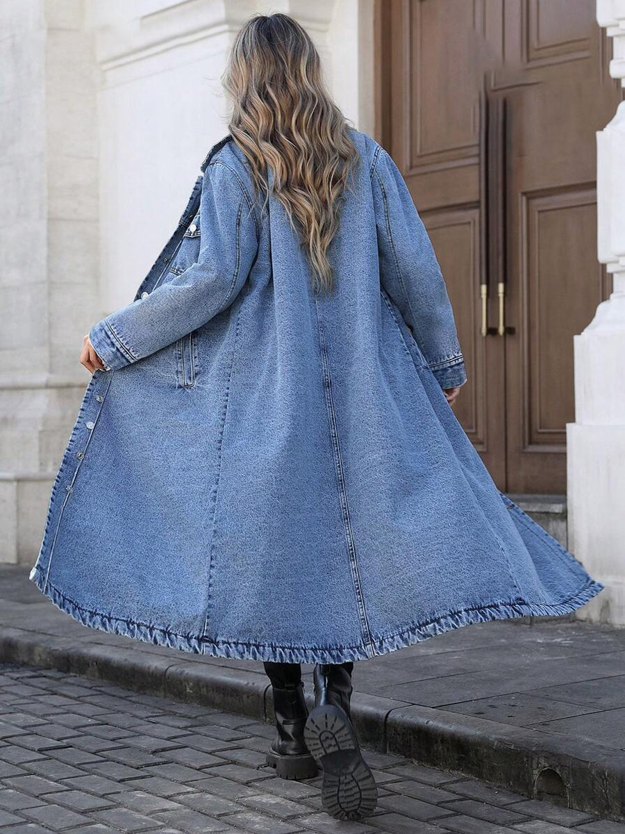 Maya | Stylische lange Jeansjacke