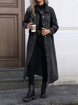 Maya | Stylische lange Jeansjacke