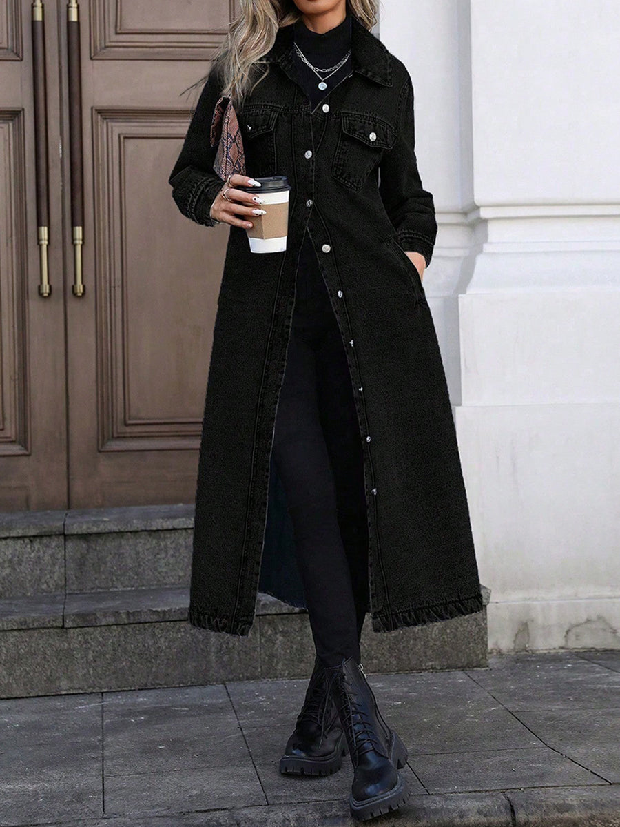 Maya | Stylische lange Jeansjacke