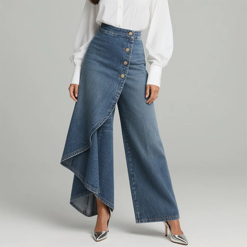 Asyiam | Asymmetrischer Denim Skort – Wickeloptik, Bequem und Modern für den Alltag