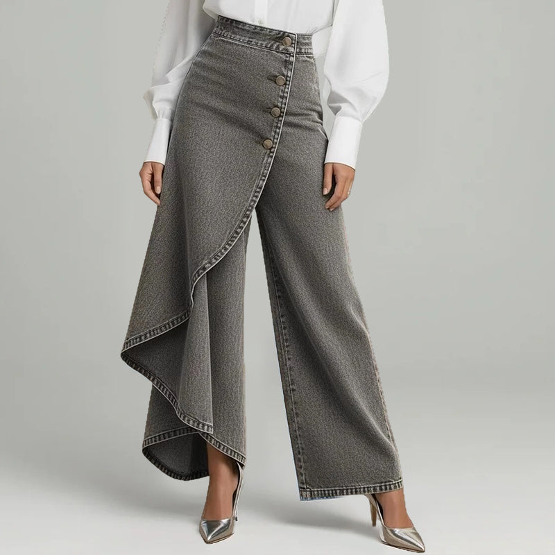 Asyiam | Asymmetrischer Denim Skort – Wickeloptik, Bequem und Modern für den Alltag