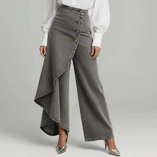 Asyiam | Asymmetrischer Denim Skort – Wickeloptik, Bequem und Modern für den Alltag