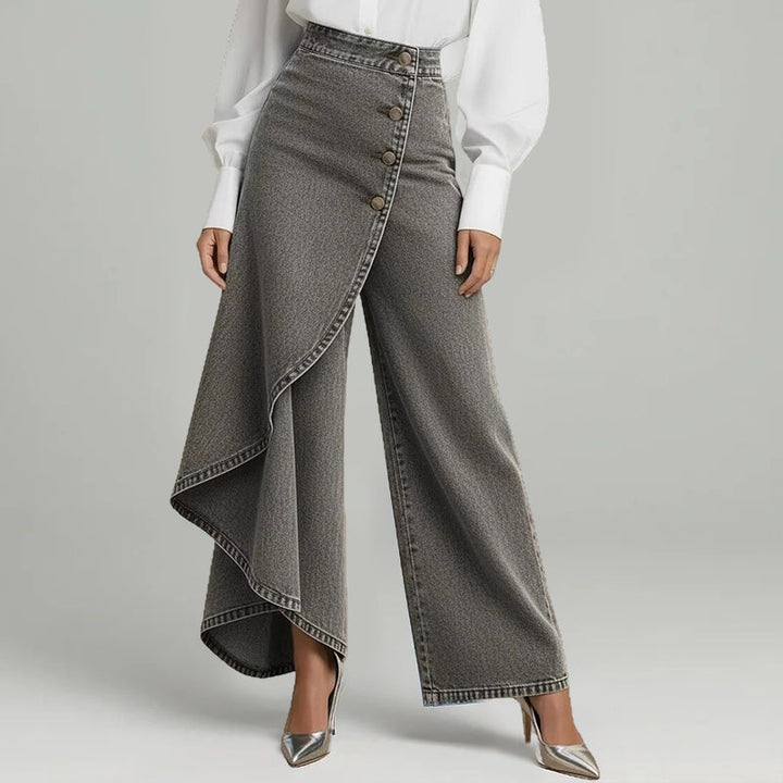 Asyiam | Asymmetrischer Denim Skort – Wickeloptik, Bequem und Modern für den Alltag