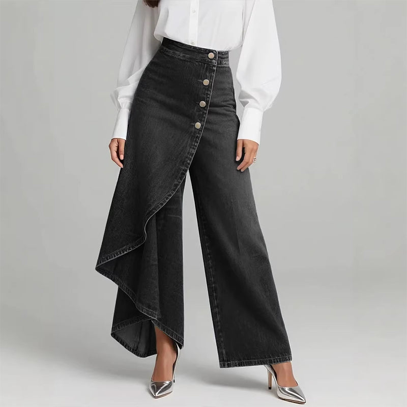 Asyiam | Asymmetrischer Denim Skort – Wickeloptik, Bequem und Modern für den Alltag